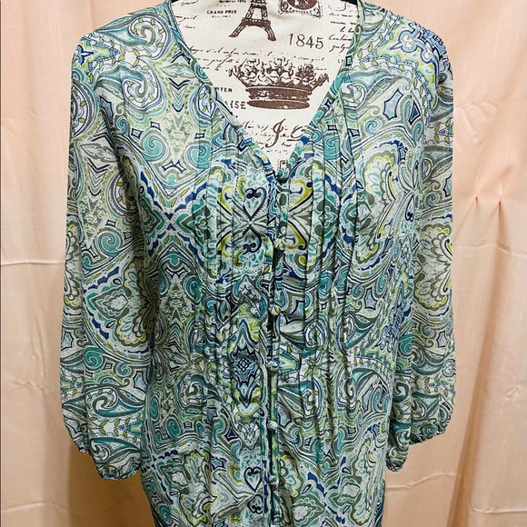 Liz Claiborne Tops - Women's Liz Claiborne Sheer Paisley Blouse XL